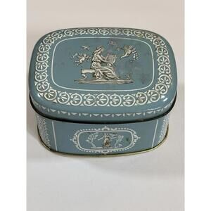 Vintage Wedgwood Style Blue Tin Box – Neoclassical Cherubs & Goddess